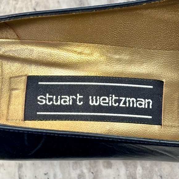 Stuart Weitzman Navy Blue Leather Heels Pumps Sz 7AA - Picture 3 of 9